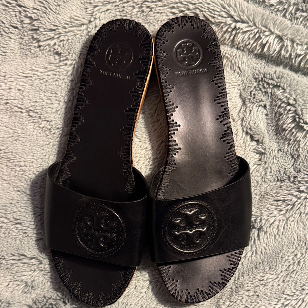 Tory Burch Patty Black low Slide Sandals - Picture 2 of 5